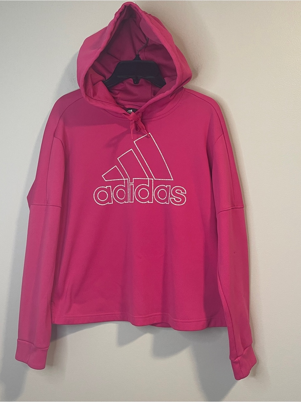adidas Pink Hooded Pullover Sweatshirt